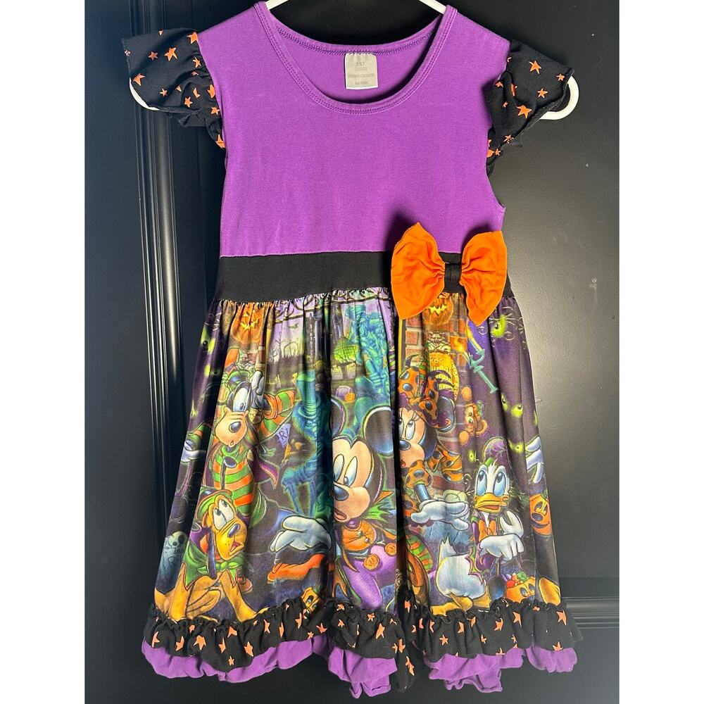 Boutique Disney Halloween Dress Girls 2T/3T Mickey Donald Pluto Goofy Purple